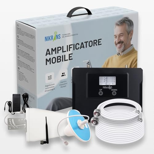 Nikrans Amplificateur 4G GSM 800/900 MHz - Répéteur de Signal Cellulaire Double-Bande - Bande 8/20 - Jusqu’à 250 m² - Compatible Tout Opérateur - Réseau Stable pour Maison/Bureau - Certifié CE & RoHS