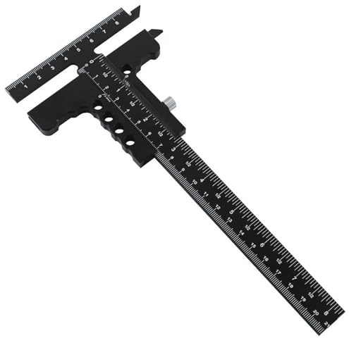 Woodworking Scriber Ruler | T Shape Aluminum Alloy Measuring Tool for Carpenters/Wood Crafts | Exact Marking Device with Slide Design | 229mm Strong Ruler (Caliper-No Fine Tuning)