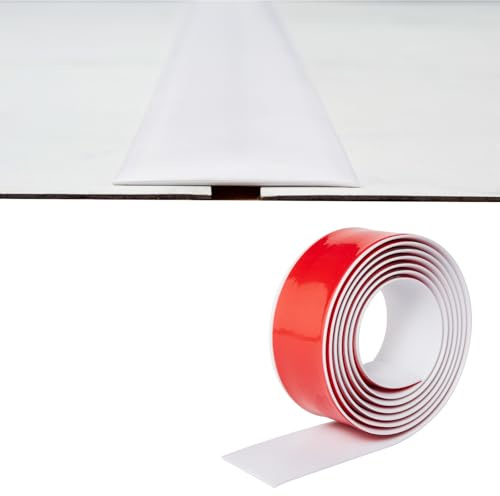 Perfil de transición de suelo plano, autoadhesivo, 2 mm de grosor, 5 cm de ancho, perfil de transición para umbrales de puerta, vinilo laminado, tiras separadoras de suelos, 2 m, color blanco