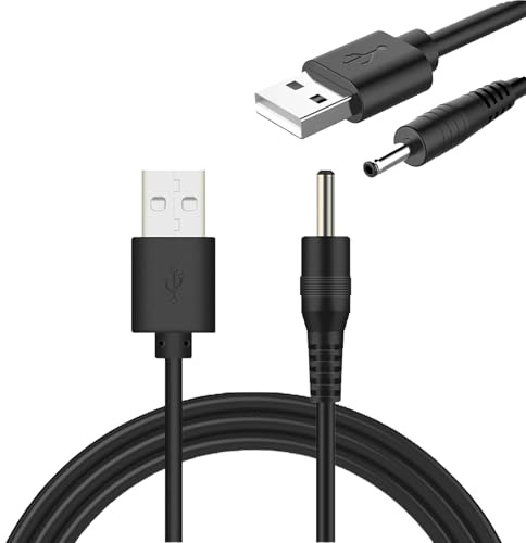 2 Pcs USB to 5V DC Power Cable, Universal Charging Cord 3.5 x 1.35mm Barrel Jack Power Cable, DC 5V Replacement Charger for Electric Toothbrush HUB Splitter Router LED Lights (Black, Straight Angle)