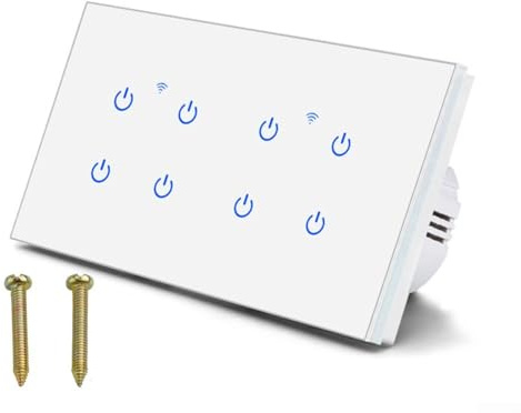 Smart Home Light Switch 2 Way Wifi Home Touch Switch with Voice Controlled Dual Function For App(8 Gang 2Way)