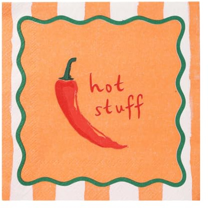 Talking Tables 20 x Paper Cocktail Napkins Chilli Patterned Serviettes, Disposable, Recyclable 9.8 Tableware, Birthday, BBQ, Christmas, Holiday, Halloween Party, Decoupage