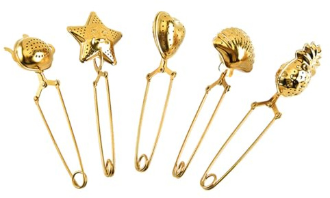 Gatuida 5 pièces Infuseur à Thé Acier Inoxydable Filtre Innovant avec Pince Résistant Rouille Compatible de Thé Vrac et Design Créatif pour Tasse et Cuisine