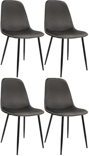 CLP Chaise de Salle à Manger, Lot de 4, rembourrées Maryam, Chaise de Cuisine avec Dossier, capacité 150 kg pour Cuisine, Salon et Chambre Couleur:Anthracite;Matériel:Velours