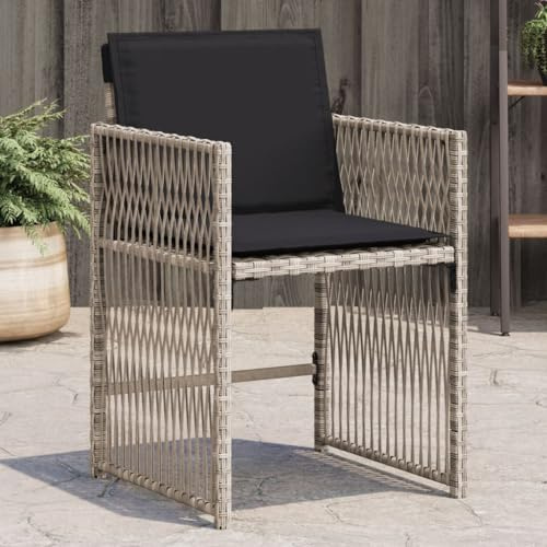 QJBSAVVA Gartenstühle mit Anthrazit Auflage 4er Set hellgrau Poly Rattan klappbar 50,5x54x79 cm faltbar Gartenstuhl Balkonstuhl Campingstuhl leicht für Terrasse Balkon Camping Garten