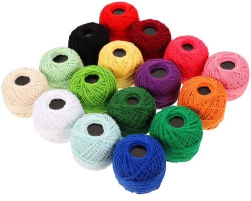 STOBAZA Hilos para Bordar de Algodón 16 Piezas 45 M por Rollo Colores Surtidos para Punto de Cruz Costura Manual y Manualidades Kit de Hilos para Coser a Mano y Color Aleatorio
