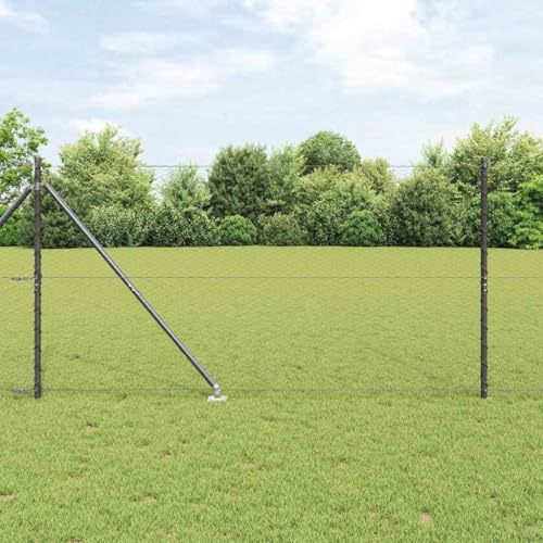 QJBSAVVA 50 m Maschendrahtzaun Set 1,4 m Höhe grau PVC-beschichteter Drahtzaun für Hühner Hunde Garten Weide Wildzaun inklusive Pfosten und Montagezubehör