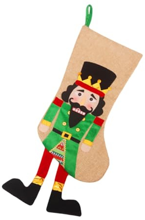 HIAKDOFT Calzino di Natale Sacchetto di Caramelle Soldato Schiaccianoci a Forma di Borsa per Biscotti e Regali Decorazione Natalizia Multifunzionale per Albero e Uso Quotidiano Materiale