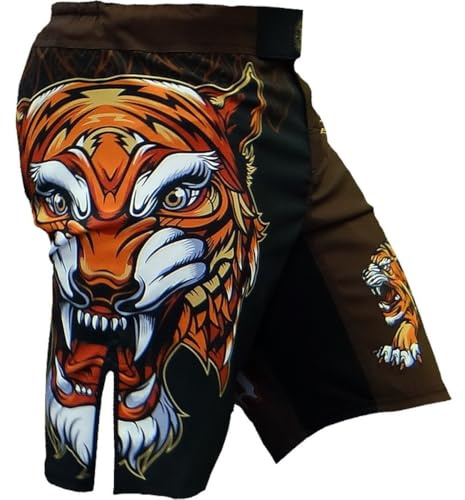 Hardcore Training Fight Shorts Män Boxning MMA Combat BJJ Grappling Fitness Muay Thai Kickboxning No Gi Kickboxing (DE/NL/SE/PL, Alfa, XL, Regelbunden, Regelbunden, Svart Brun)