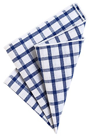 DonDon Herren kariertes Einstecktuch 23 x 23 cm Baumwolle Karomuster für Feste Feiern Büro und Freizeit weiß-dunkelblau kariert