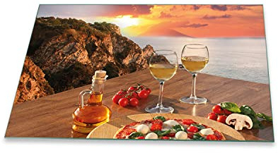 decorwelt | Herdabdeckplatte 80x52 cm 1-Teilig Essen Beige Ceranfeldabdeckung Universal Spritzschutz Glas Deko Elektroherd Induktion für Kochplatten Herdschutz Schneidebrett Sicherheitsglas