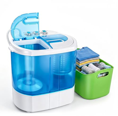 ZENY Portable Clothes Washing Machine Mini Twin Tub Small Laundry Washer Aparment Spin Dryer 9.9lbs Capacity Lightweight for Dormitory, RV blue