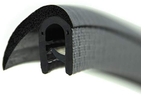 SMI-Dichtungsprofil DF20 für 2-5mm PVC mit Stahleinlage/EPDM Moosgummi selbstklemmend ohne Kleber - Kantenschutz mit Fahne seitlich Dichtung, Kantenschutzdichtprofil für Auto, Kofferraum (5 m)