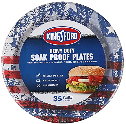 Kingsford Heavy Duty Paper Plates, American Flag, 10 Inch, 35 Count