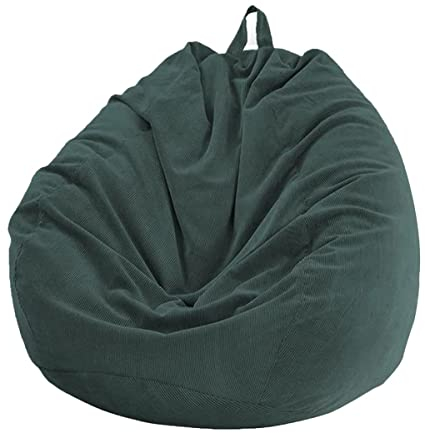 Chickwin - Bean Bag Chair Cover, Corduroy Bean Bag Chair Without Filling For Outdoor and Indoor Relaxation, Lounge Chair, Bedroom Cushion - Dark Green, 100 x 120 cm