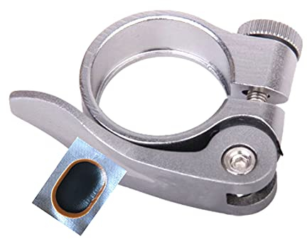 Universal ALU SSP-Klemme Sattelklemme Schnellspanner Silber Ø 31,8 mm inkl. Schlauchflicken