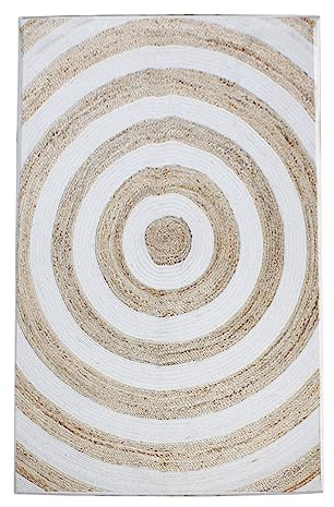 CASAVANI Indischer handgefertigter Baumwolle Chindi Teppich Wohnzimmer Jute Teppich Outdoor Fußmatten Gewebter Teppich Geflochten Kelim Baumwolle Teppich Bohemian Rug 60x90 cm (2x3 Fuß)