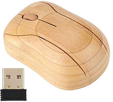 Drahtlose optische Maus, natürlicher Bambus 2.4G Optischer USB-Empfänger Drahtlose Maus, rauscharme einfache Mode Ergonomisches Design Maus für Windows 95/98/2000/ME/XP/NT
