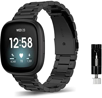 ZoRoll Armband für Fitbit Versa 4 / Fitbit Sense 2, Edelstahl Metal Ersatzarmband Herren & Damen Armbander Kompatibel mit Fitbit Versa 4 / Fitbit Sense 2