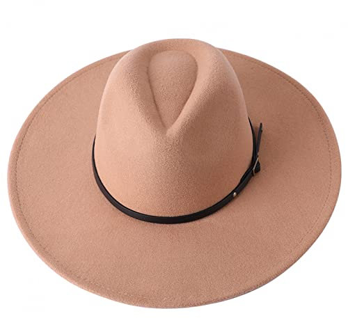 Damen Herren Wintermütze Hut Breite Filzhüte für Männer und Frauen Jazz-Filzhut Einfarbig Gelb Warmer Herbst und Winter Warmer und eleganter Hut