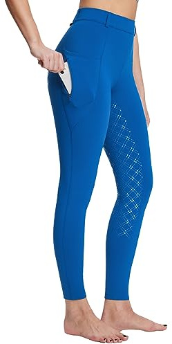 BALEAF dam vinter ridbyxor fleece ridbyxor full trimma ridbyxor dragkedja fickor leggings, blå, XXL