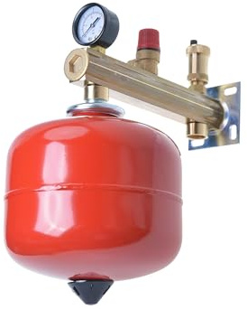 Aqbau® Kit vase d'expansion à membrane 5 litres pour chauffage avec groupe de sécurité en laiton Réservoir d'équilibrage de pression Blanc Réservoir sous pression Membrane pour circuit fermé