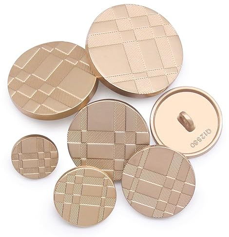 SEMINI 36 Pieces Mixed 6 Sizes Metal Button Alloy Shank Button Round Shaped Sewing Button for Women Men Suit Woolen Coat Shirt Trousers Sewing Crafts (Style087 Matt Gold)