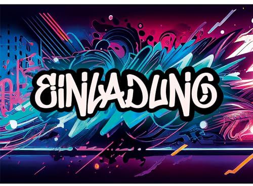 Moosthaler 12x Graffiti Einladungskarten Kindergeburtstag – Coole Streetstyle Party Einladungen für Jungs & Mädchen