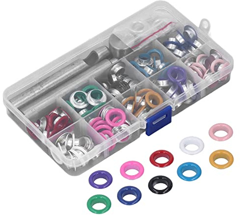 Ösen-Set, 10 Mm, Bunt, Öse für Leder, Stoff, Plane, Schuhe, Kleidung, Zangen-Set, Ösen-Werkzeug-Set für Leder, Stoff, Schuhe, Kleidung, Öse, Locher, Zangen-Set