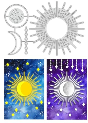 BENECREAT Stanzformen Sonne Und Mond, Mystic Star Metall-Stanzformen Metall-Prägeschablone Für DIY Scrapbooking, Fotoalbum, Papier, Basteln, Kartenherstellung, Dekorativ, 0.8 mm Dick