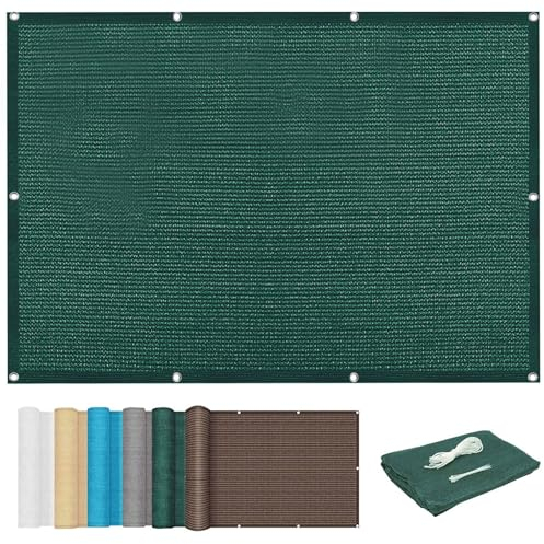 Sonnensegel Balkon Sichtschutz mit Ösen 1.6 x 3.8 m Uv-Schutz 98% Rechteckig Schattiergewebe Sichtschutz Zaun mit Ösen Befestigungs Kit für Garten Balkon Terrasse Patio, Dunkelgrün
