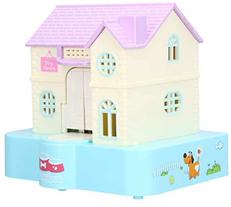 Tnfeeon Doghouse Spardose, Automatisches Schlucken mit Leichten Musikeffekten, Automatisches Schlucken, Spielzeuggeschenk für Kinder (Blauer Glückshund)