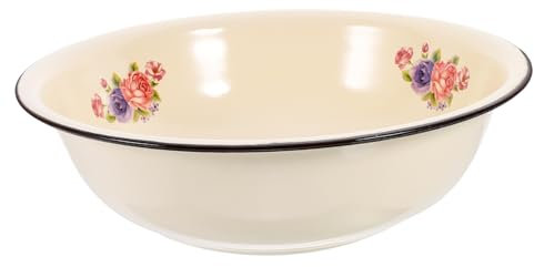 WOONEKY Cuenco Vintage Esmaltado De 28 Cm, Cuenca De Almacenamiento Retro De Hierro Esmaltado, Resistente y Ecológico, Adecuado Para Cocina y Lavado Doméstico, Diseño Antiguo, Patrón Aleatorio