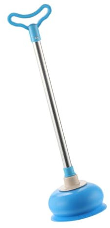 Wc Reiniger Saugpömpel mit Langem Griff aus Pvc Edelstahl Gummi Blau