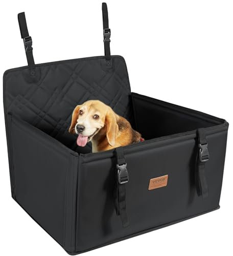 VEVOR Siège d'auto pour Chiens Petits Moyens Grands 18 kg, siège rehausseur imperméable pour Chien, avec Cadre de Support, Laisse de sécurité à Clipser, lit de Voiture pour Animal de Compagnie, Noir