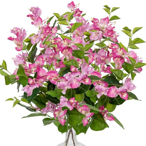 Arborus 2 st konstgjorda växtblommor buketter 50 cm konstgjorda rosa bougainvillea blommor falska vårblommor inomhus falska silkesblommor för blomsterarrangemang bröllop bordsuppsatser kontor