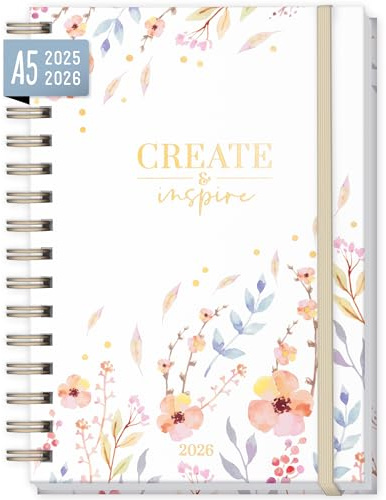 Häfft® Lieblings-Timer Ringbuch Kalender 2025/2026 A5 Sweet Flowers Wochenplaner 17 Monate: Aug. 25 bis Dez. 26 - Hardcover Terminkalender, Terminplaner - nachhaltig & klimafreundlich