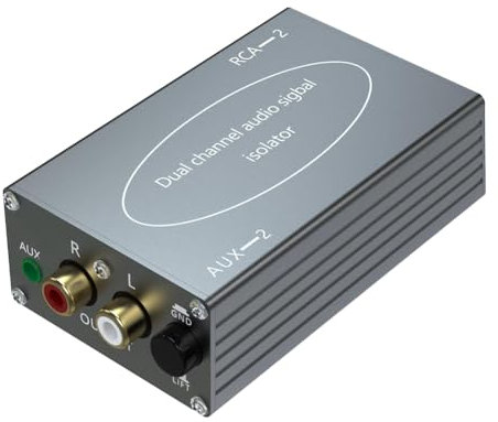 Stthherk Aislador Audio 2 Filtro Reductor de Ruido Eliminador Audio, Filtro Aislador de Ruido para Audio de Cine Estéreo Gris Plateado