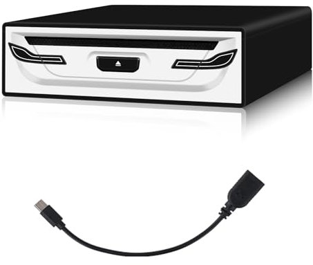 Lettore CD/DVD esterno per auto, laptop, TV e altro: USB 2.0, Plug & Play, anti-shock, Smart TV, laptop, tablet (Android 4.4+), cavo USB e supporto