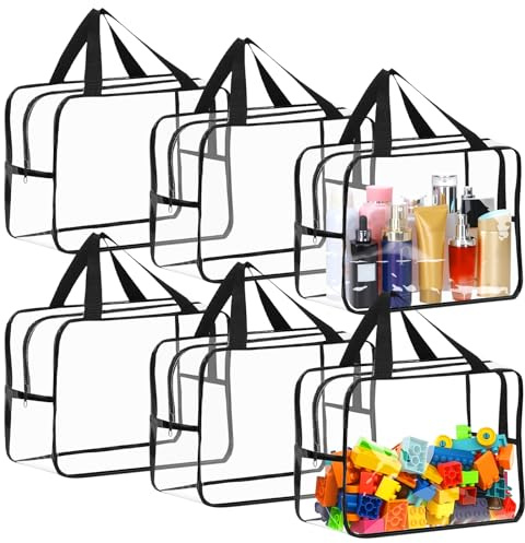 Dulynva Lot de 6 PVC Pochette Rangement Jouet, 35 x 18 x 24 cm Sac Rangement Jouet, Transparent et imperméable pour Puzzles, Blocs de construction, Livres