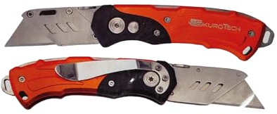SikuroTech Cutter a Serramanico 160mm con Lama Trapezoidale Sostituibile – Coltello Taglierino Professionale Tascabile con Impugnatura Ergonomica in Alluminio e Lama in Acciaio inox