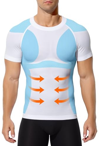 Casey Kevin Kompressionshirt Herren, Bauchweg Tshirt Schlank, Funktionsshirt Schnelltrocknendes Kompressions Shirt Herren Shaper für Einen Flacheren Bauch, XXL