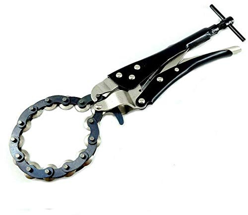 Tagliatubi per tubi di scarico, tagliatubi universale con catena di bloccaggio per tubi di scarico, pinza con impugnatura a più ruote, utensile per il taglio dei tubi, chiave per catena di taglio