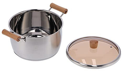 Fyearfly Olla de sopa de acero inoxidable de doble oreja para inducción y gas, cocina duradera y versátil