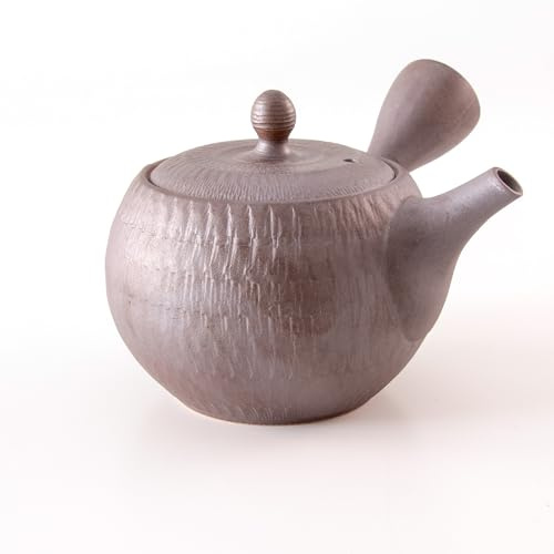 Asayu Japan Tetera tradicional Kyusu - Tobikanna - Mediana, 360 ml, gris-negro - Fabricada en Japón (Tokoname-Yaki) - Para té verde y ceremonias del té
