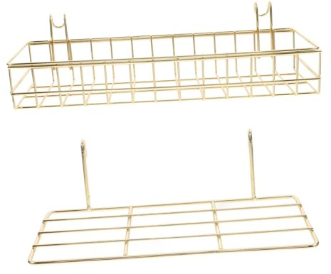 VALICLUD Cesta de Panel de Pared de Malla Dorado 2 Piezas de Hierro | Montaje en Pared, Diseño Minimalista, Uso Doméstico, Soporte Resistente para Organizar y Exhibir