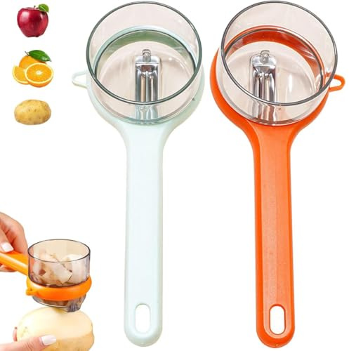 2 Articoli Pelapatate per frutta e verdura con contenitore,Lama in Acciaio Inossidabile,Pelapatate multifunzione frutta e verdura, pelapatate manuale di patate, pelapatate