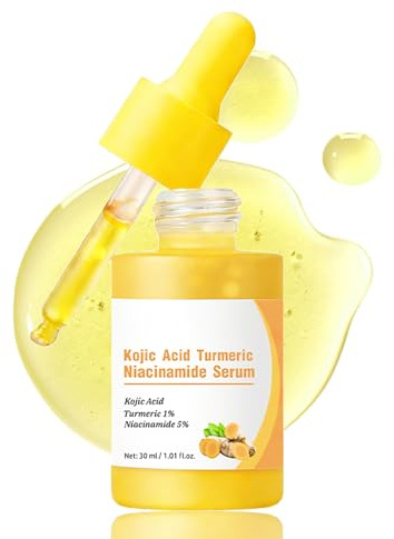 Kojic Acid Serum Gesicht mit Kurkuma & Niacinamid, Aufhellendes Anti Flecken Serum gegen Pigmentflecken, Dark Spots Correcting & Ungleichmäßigen Hautton, Feuchtigkeitsspendendes Gesichtsserum, 30 ml