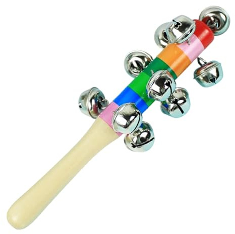Handglocken - Musikinstrument mit Holzgriff, Regenbogen-Handglocke - für und Mädchen im Alter von 2 Jahren + Kindergarten-Set für frühkindliche Bildung, Feiertage