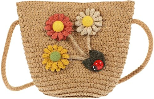 OATIPHO Bolso Bandolera Infantil de Paja para Niña Pequeño y Práctico, Material de Rafia Cuerda de Cáñamo, Adecuado para Paseo y Compras Casuales